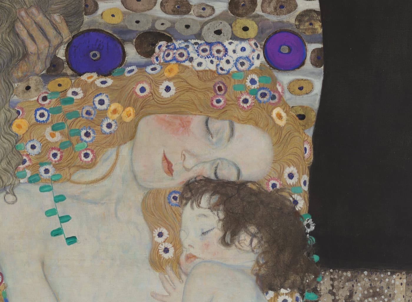 Detail from Gustav Klimt's The Three Ages of Woman showing a mother and child